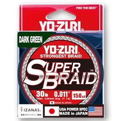 Yo-Zuri superbraid 150 Yd, Flotante, Color Verde Oscuro, 30 LB