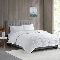 Madison Park Windom Down-Coperta Alternativa 3M Scotchgard, Trattamento Traspirante Copertura Leggera e Morbida per Tutte Le Stagioni, per Letto, Microfibra, Finitura Satinata, Bianco, Coppia