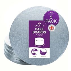 Culpitt 12" Round Silver Cake Drum Board - Pack Of 5 (Individually Wrapped)