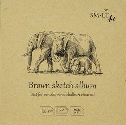 SM-LT Livre de dessin carré 180° - Brun - 14x14 cm - 32 feuilles - 135 gsm