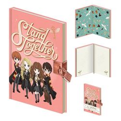 Pyramid International Harry Potter Carnet de notes à couverture rigide verrouillable, pages lignées A5 (motif manga debout ensemble) – Produit officiel