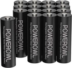 Powerowl 2800 mAh AA-batterij, oplaadbare batterij, lage zelfontlading, 1200 cycli, oplaadbare Ni-MH batterijen, 1,2 V, AA oplaadbaar (16 stuks)