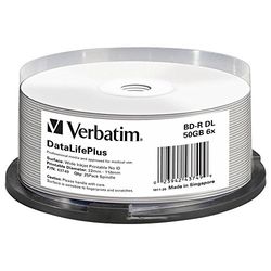 Verbatim 43749 50GB 6x BD-R DL Wide Printable - 25 Pack Spindle