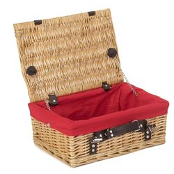 36cm Picnic Wicker Basket with Red Lining