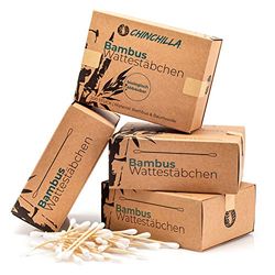 Chinchilla® 1 stuks bamboe wattenstaafjes (200 stuks), 100% biologisch afbreekbaar, composteerbaar, veganistisch en duurzaam