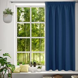 Eurofirany RITA Smooth Plain Modern Curtain with Rufflette Tape For Rail - 1 Unit, Bedroom, Living Room, Lounge, Kitchen, 140g m/2, W55 x L69, Dark Blue