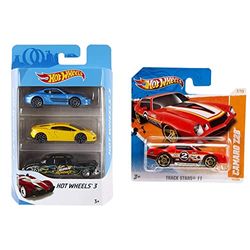 Hot Wheels Pack de 3 vehículos, Coches de Juguete (Modelos Surtidos) (Mattel K590) & (Mattel 5785) - Coches básicos pequeños, Colores Surtidos, 1 Unidad