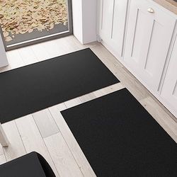 PETTI Artigiani Italiani - Tappeto Cucina, Passatoia Cucina, Tappeto Cucina Lavabile Antiscivolo, Tappeto Runner Cucina, Tappeto Tinta Unita 52x100 cm Nero, 100% Made in Italy
