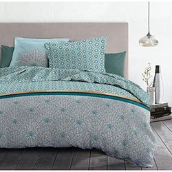 Home Linge Passion - Parure copripiumino LOUXOR 100% cotone 57 fili -220 x 240 verde smeraldo