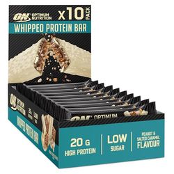 Optimum Nutrition Whipped Protein Bars, Healthy Low Calorie Snacks, Low Carb Low Sugar, Workout Snack for Men and Women, Peanut & Salted Caramel Flavour, 10 x 65g