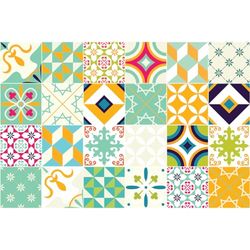 Ambiance Azulejos Cornelia - Adhesivo para pared (24 adhesivos de 10 x 10 cm), diseño de azulejos de cemento