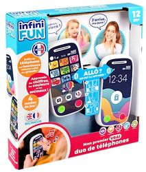 Infini Fun - Mijn eerste echte duo telefoons - De eerste telefoon waarmee je via Bluetooth kunt bellen! - Tweetalig Frans/Engels multileerspeelgoed vanaf 12 maanden