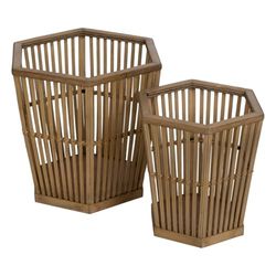 BigBuy Garden Set di vasi naturali in bambù, 39 x 34,5 x 35 cm (2 pezzi)