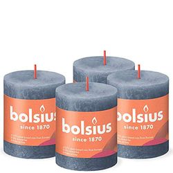 'Bolsius Rustic Pillar Candle, Dark Blue, 8 x 7 cm (Pack 4)