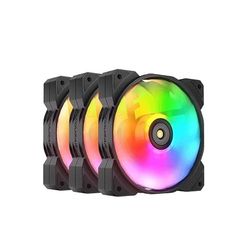 Ventilador ARGB de 120 mm, pack de 3, con iluminación RGB, soporte de alto flujo de aire y bajo ruido, ideal para mejorar la refrigeración en PC.