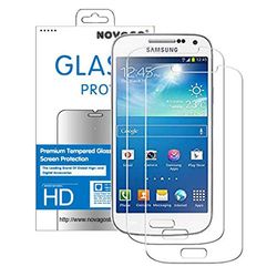 NOVAGO Compatibel met Samsung Galaxy S4 i9500 displaybeschermfolie van gehard glas, transparant, robuust, 2 stuks