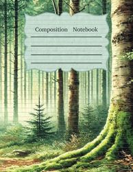 Notebook for Work, College Ruled, Vintage Watercolor Forest Edition, Woodlan Theme, For School, University and Work