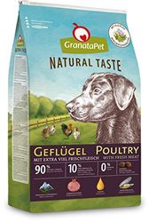 GranataPet Natural Taste gevogelte, droogvoer voor honden, hondenvoer zonder granen en zonder suikertoevoegingen, volledig voer voor volwassen honden, 12 kg