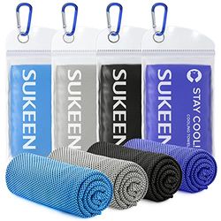 Sukeen 4-pak ręczników chłodzących, ręcznik lodowy, miękki, oddychający do jogi, sportu, biegania, siłowni, treningu, biwakowania, fitnessu, treningu i innych zajęć
