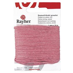 Rayher 5169133 Cordón de algodón (Encerado, 1 mm, 20 m), Color Rosa