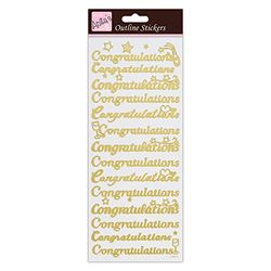 Anitas Outline Stickers, Congratulations, Gold on White, For Scrapbooking, Card Making, Kids Play, Homework, Art, Craft, Embelish, Decorative, Paper, Card, Glass, Metal, Plastic, Foam
