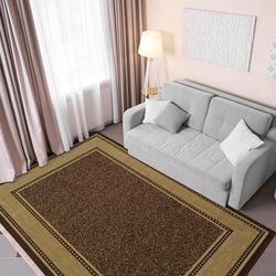 Ottomanson Tappeto dal design contemporaneo con bordo, collezione Ottohome, fondo in gomma, 150 cm x 200 cm, colore: Marrone