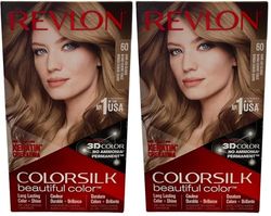 Revlon Colorsilk Beautiful Color, Coloration Permanente, Kératine et Acides Aminés de Soie, couvre 100% des Cheveux Blancs, 60 Blond Cendré Foncé (Lot de 2)