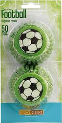 DECOCINO Pirottini per muffin a calcio, 50 pezzi, decorazione per muffin e cupcake, per calcio, per cupcake, decorazione di compleanno