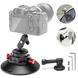 NEEWER 6" /15,2cm Supporto a Ventosa con Braccio Magico a Testa Sferica, Supporto a Ventosa in Metallo sul Cruscotto dell'Auto per Action Camera/Telefono, con Fori di Montaggio da 1/4" e 3/8" per ARRI