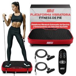 Hurtle Vibration Platform, Allenamento Trainer Perdita Peso con Fasce di Resistenza, Ruote Trasporto Facile, Telecomando, Velocità Regolabile - HURVBTR36RD, rosso