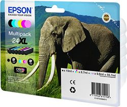 EPSON Serie 24 Elefante, Cartucce Getto d'Inchiostro Claria Photo HD, Formato XL per Fotografie Ottime a 6 Colori, Stampa Fino a 740 Foto a Colori