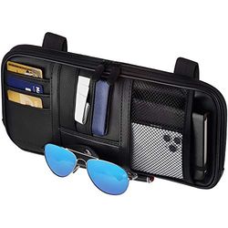 Fancy Mobility Car Sun Visor Organizer – Car, SUV & Truck Interior Accessories - Magnetic Closure for Glasses Holder and Full Length Horizontal Pockets - Allows Safe Driving, 12.2 x 6.1 in, Black