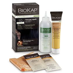 BIOKAP RAPID Permanent hårfärg 1.0 Natursvart Endast 10 minuter Reaktionstid Ekologisk arganolja TricoREPAIR Complex Vegan Optimal grå täckning Upp till 80% naturliga ingredienser 140 ml