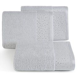 Eurofirany Set of 3 Soft Cotton Hand Towels with Silver Glitter 70 x 140 cm