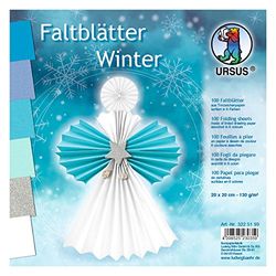 Fällbara ark vinter, 100 ark tonplåtpapper 130 g/qm, 20 x 20 cm