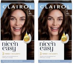 Clairol Nice'n Easy Crème Permanent Hair Dye, 4 Dark Brown, 230g (Pack of 2)