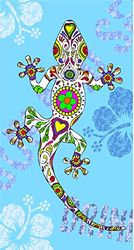 Miracle Home. Toalla Microfibra Playa Lagartija, 100% Poliester, Azul, 95 X 175 Cm. 15090