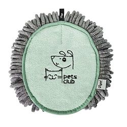 Vigar - Pet Hårtork handske - Modell Pets Club - 17 x 21 x 2,5 cm - Microfiber Vant med hängare - Hundar och katter - Grön och Grå
