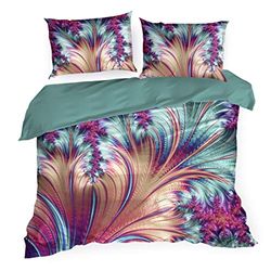 Eurofirany Eden sängkläder påslakan mönster tryck slående bomull set 2 örngott 1 påslakan, grön amarant, 220 x 200 cm 2x/70 x 80 cm