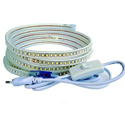 Striscia Led 220v 5730 120 Led/m con INTERRUTTORE. Impermeabile. Bianco Freddo o Caldo. IP67 Waterproof strip 5630 (2m, Bianco Freddo)