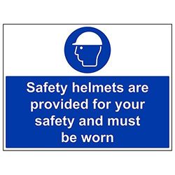 Vsafety "casques de sécurité fournie pour la sécurité doit..." Sign, (lot de 3), 600 mm x 450 mm, 3