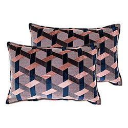 Paoletti Delano dubbelpack fjäderfyllda kuddar, rodnad/marinblå, 40 x 60 cm