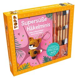 Kreativ-Set Supersüße Häkelminis. Anleitungsbuch + Material: Buch (32 S., DIN A5, Softcover), Baumwollgarn (3 Farben), Häkelnadel 1,25mm, Füllwatte (100% Polyester), Sicherheitsaugen, Schlüsselring