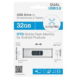 XLYNE PRO OTG 32 GB USB 3.0 stick voor PC (USB) en smartphones/tablets (microUSB) - Leessnelheid: tot 30 MB/s, schrijfsnelheid: tot 10 MB/s