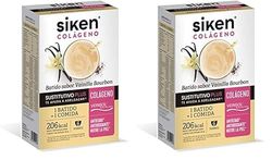 Siken Colágeno - Batido Sustitutivo Plus con Colágeno para el Control de Peso, Sabor Vainilla Bourbon - Estuche con 6 Sobres de 50 g (Paquete de 2)