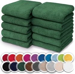NatureMark Lot de 10 débarbouillettes en Tissu éponge, 100% Coton, 30 x 30 cm, Vert Fonce