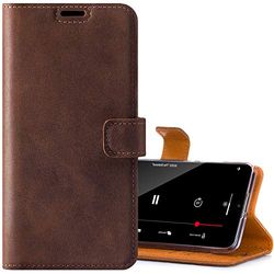 SURAZO Custodia a Portafoglio in Pelle Compatibile con Galaxy S21 Ultra, 3 Tasche Incorporate, Chiusura Magnetica e Funzione di Supporto, Vera Pelle artigianale Italiana, Zampa di Cane, Nabuk Nero