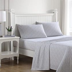 Laura Ashley Tweepersoons lakens, katoenen percal beddengoedset, lichtgewicht en ademend, ideale slaapzaal essentials, paars (Emogene Purple)