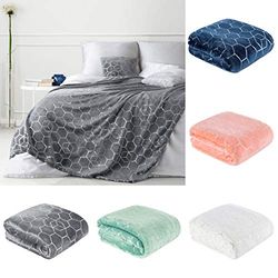 Eurofirany Colcha Vanesa con diseño de Panal de Abeja Plateado, Fundas de Almohada, Manta para sofá, poliéster, Acero, 70 x 160 cm