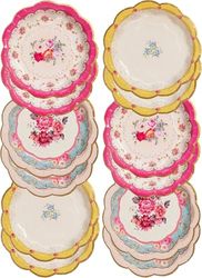 Talking Tables TS3-PLATE Pacote de 12 (17 cm) Disposable Tea vintage floral Pretty Paper Truly Scrumptious Elegant Party Plates | Birthday Baby Shower Wedding Anniversary, papel, multicolor, 7", 12